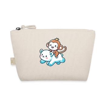 Polar Bear Cute Companion Monkey - Organic Pouch - nature - Front