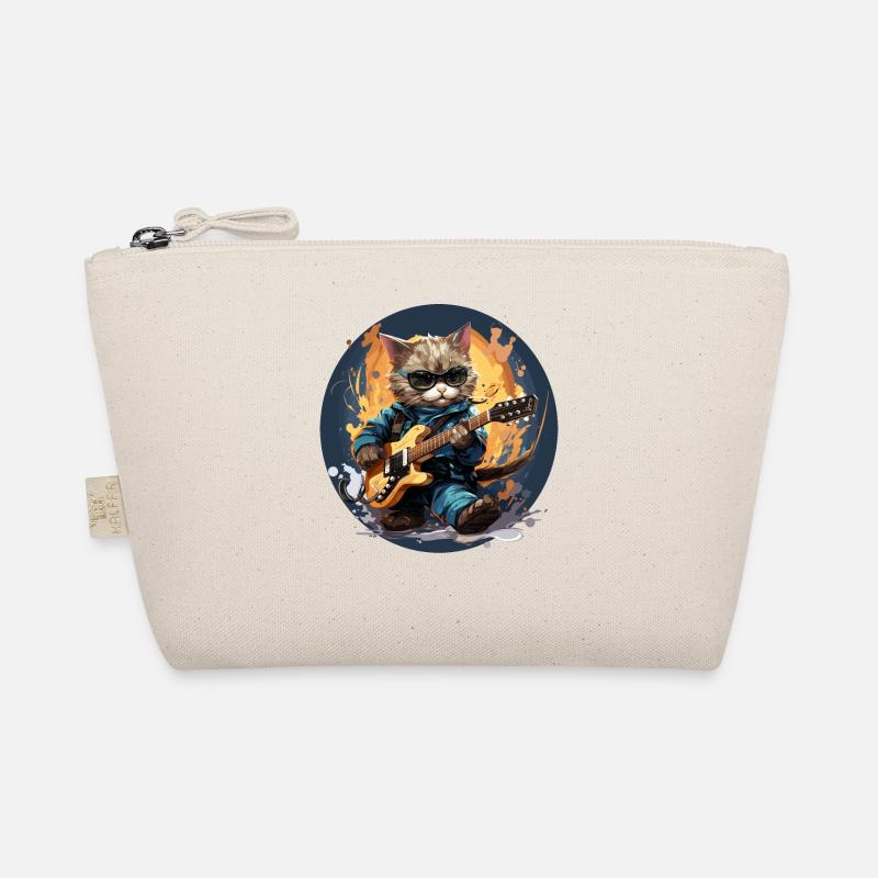 Drôle de chat mignon avec un chaton de guitare électrique Trousse biologique