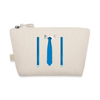 Lustige blaue Krawatte mit Hosenträgern Perfekte Hochzeit - Bio-Täschchen - Natur - Vorne