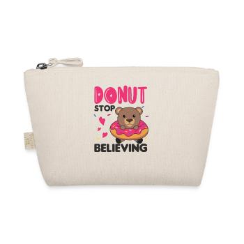 Süßer Bär lustige Tiere in Donut pink - Bio-Täschchen - Natur - Vorne