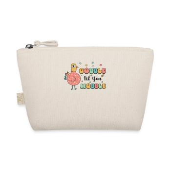 Gobble Til You Wobble - Funny Retro Thanksgiving - Organic Pouch - nature - Front
