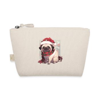 Mops Mops Hund Mops Weihnachten Pug Xmas - Bio-Täschchen - Natur - Vorne