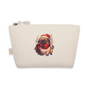 Mops Mops Hund Mops Weihnachten Pug Xmas - Bio-Täschchen - Natur - Vorne