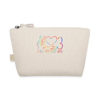 Peace Love Third Grade 3rd Funny Tie Dye Student - Organic Pouch - nature - Front