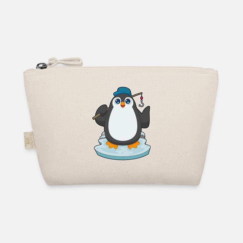 Pinguin Angler Angel Angeln - Bio-Täschchen - Natur