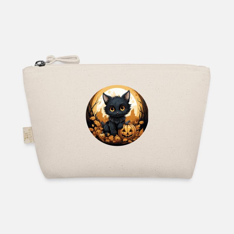 Cute Black Cat Pumpkin Black Cat Halloween Organic Pouch
