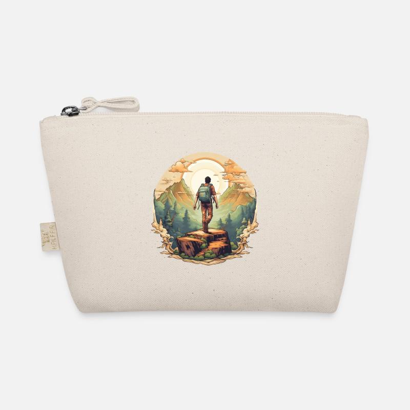 Mountain hiker in sunset Organic Pouch