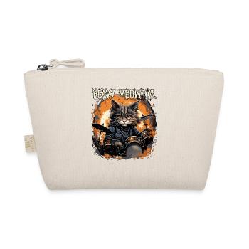 Funny Heavy Metal Kitten with Drums and Saying - Organic Pouch - nature - Front