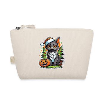 Weihnachts- und Halloween-Katze - Bio-Täschchen - Natur - Vorne