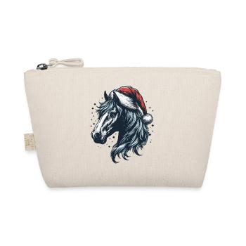 Pferd Pferdekopf mit Weihnachtsmütze Weihnachten - Bio-Täschchen - Natur - Vorne