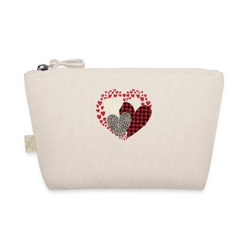 Buffalo Red Black Plaid Leopard Hearts Valentine - Organic Pouch - nature - Front