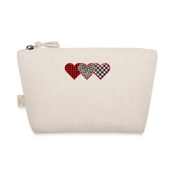 Buffalo Red Black Plaid Leopard Hearts Valentine - Organic Pouch - nature - Front