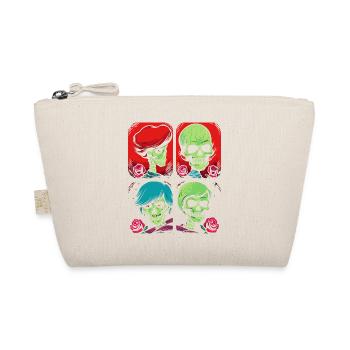 Cartoon Pop Art Image of Skulls and Roses - Organic Pouch - nature - Front