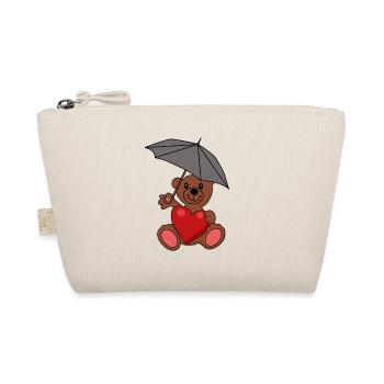 Teddy Bear in Love Heart Umbrella Romance - Organic Pouch - nature - Front