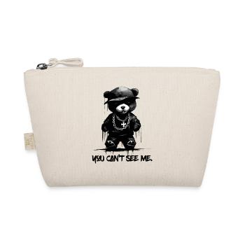 You Can't See Me: Funny Hip-Hop Bear - Organic Pouch - nature - Front