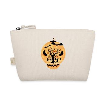Jack O Lantern Scary Carved Pumpkin Face Halloween - Organic Pouch - nature - Front