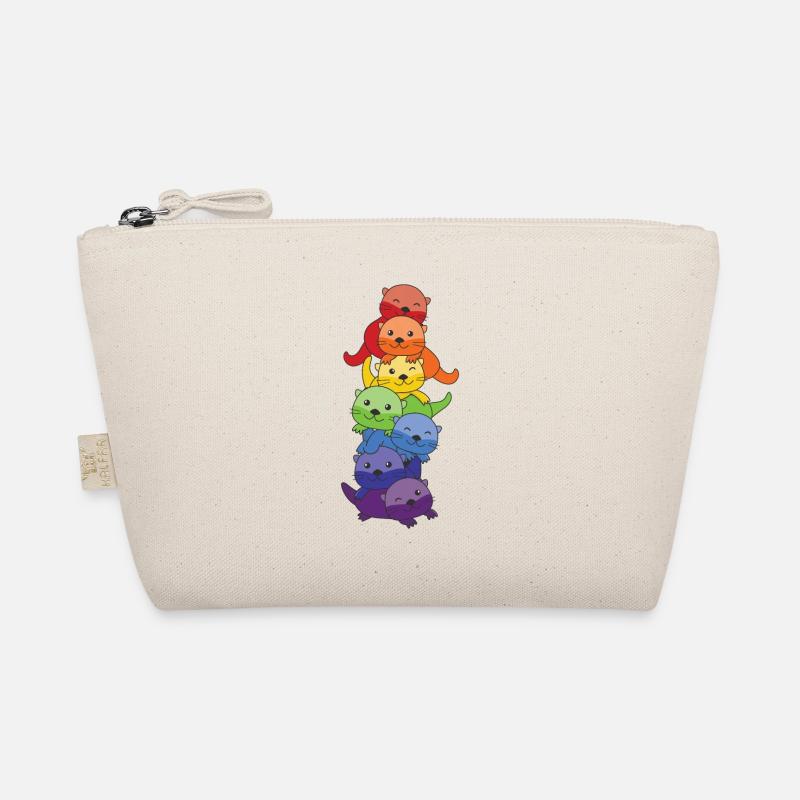 Regenbogen Flag Pride LGBTQ süßer Otter Stapel - Bio-Täschchen - Natur