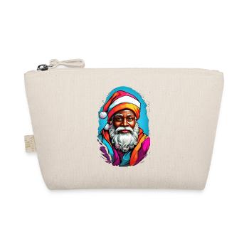 Festlicher Santa mit buntem Schal - Bio-Täschchen - Natur - Vorne