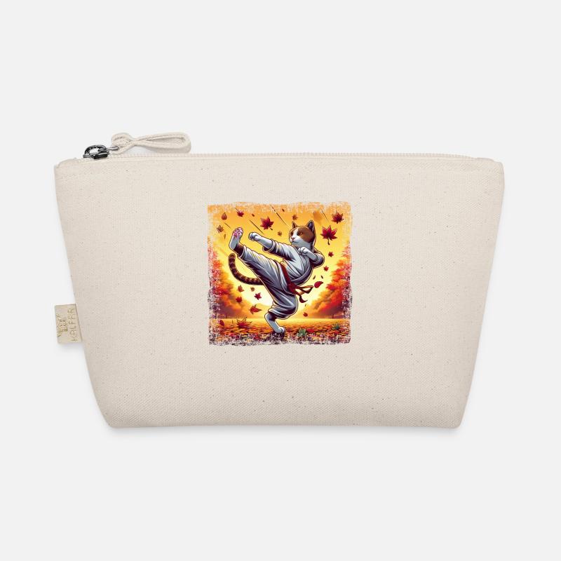 Karate Cat in Autumn Sunset Grunge Organic Pouch