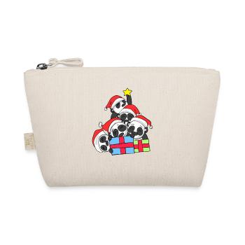 Pandas mit Geschenke - Weihnachtsbaum - Bio-Täschchen - Natur - Vorne