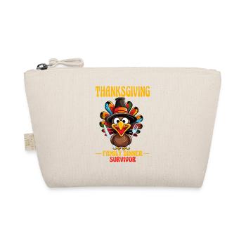 Funny turkey celebrating Thanksgiving with family - Organic Pouch - nature - Front