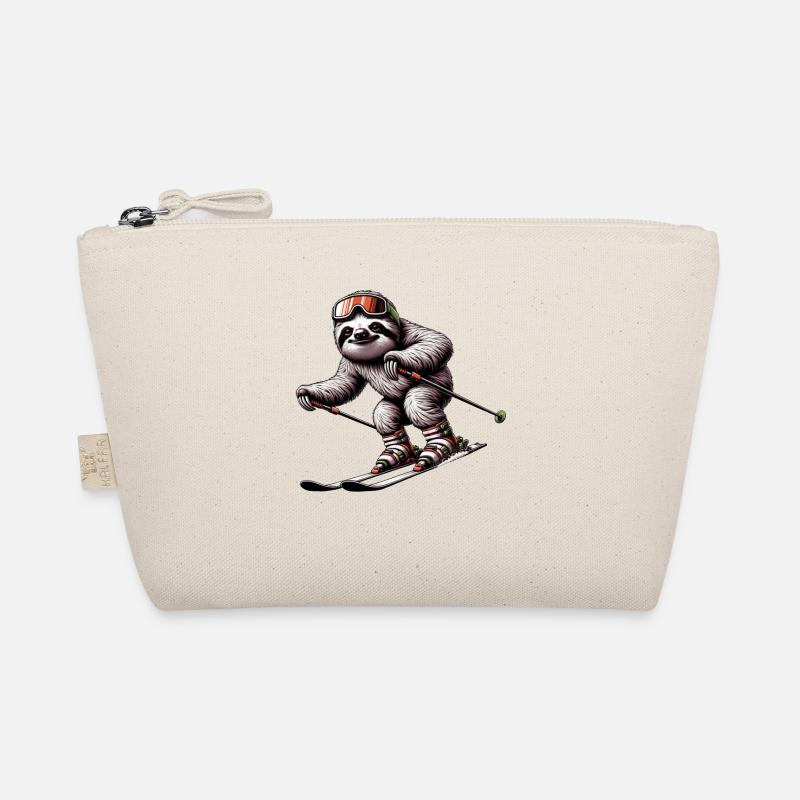 Faultier Skisport Winter Abenteuer - Bio-Täschchen - Natur
