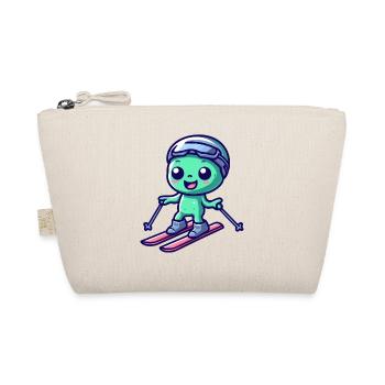 Green Alien Skiing Alien - Organic Pouch - nature - Front