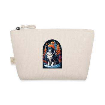Border Collie Mit Wintermütze Glücklicher Border - Bio-Täschchen - Natur - Vorne