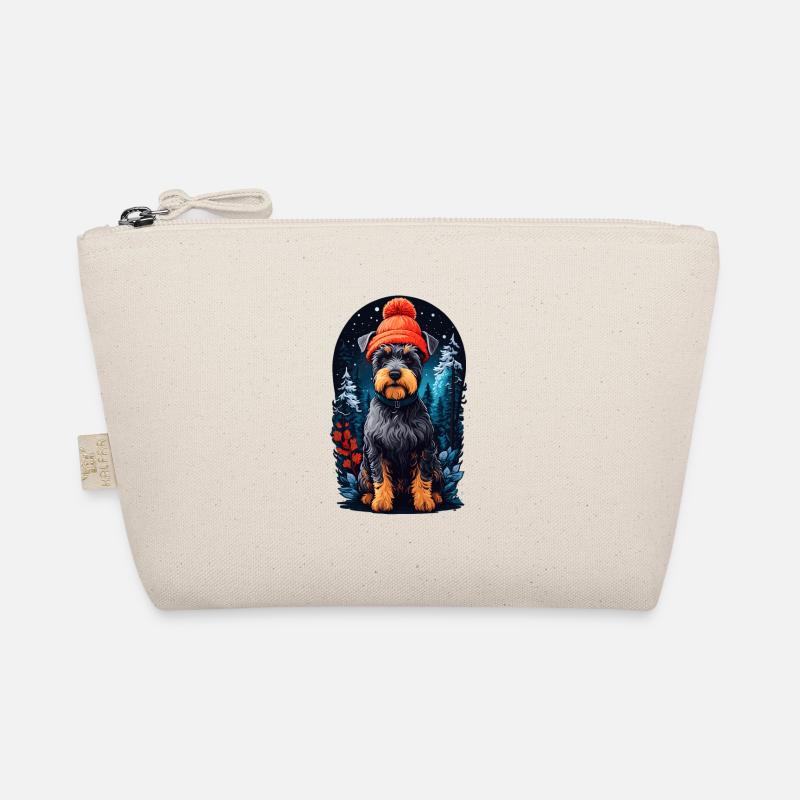 Miniature Schnauzer In Winter Hat Happy Miniature Organic Pouch