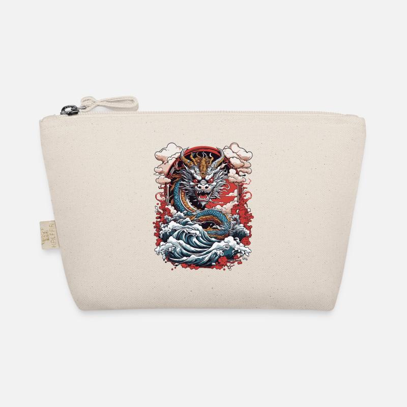 Asiatischer Drache Retro Ukiyo-E Japan Kunst Stil - Bio-Täschchen - Natur