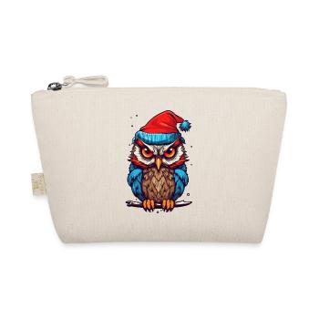Süße Eule mit Weihnachtsmütze Kawaii Geschenk - Bio-Täschchen - Natur - Vorne