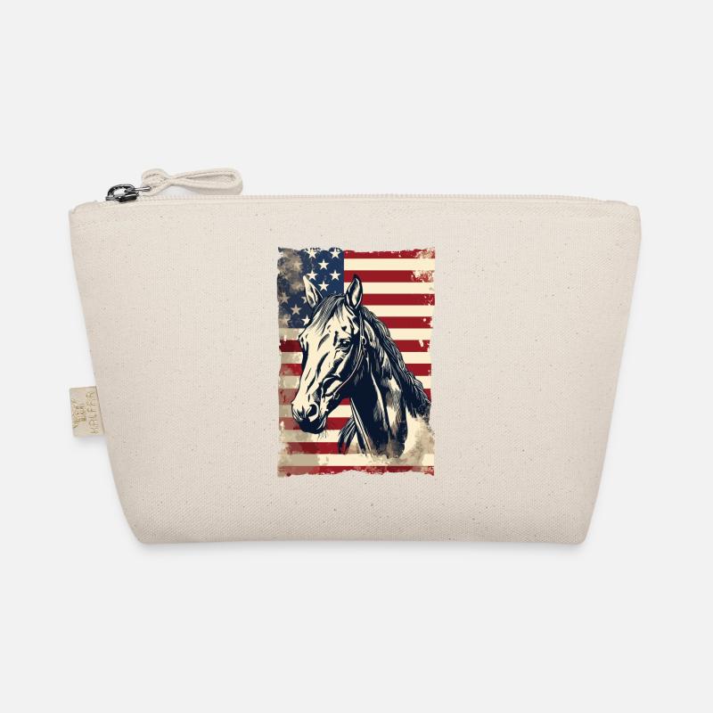 Drapeau américain avec cheval USA Lover Trousse biologique