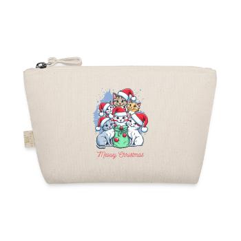 Festive Cat Christmas Crew Design - Organic Pouch - nature - Front