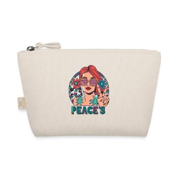 Love Peace 60s 70s Hippie Costume - Organic Pouch - nature - Front