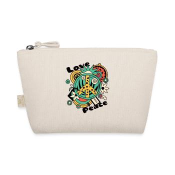 Love Peace 60s 70s Hippie Costume - Organic Pouch - nature - Front