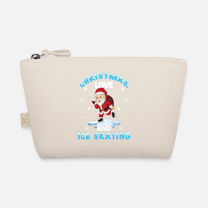 Eislaufen Eiskunstlauf Santa Weihnachten Liebe - Bio-Täschchen - Natur