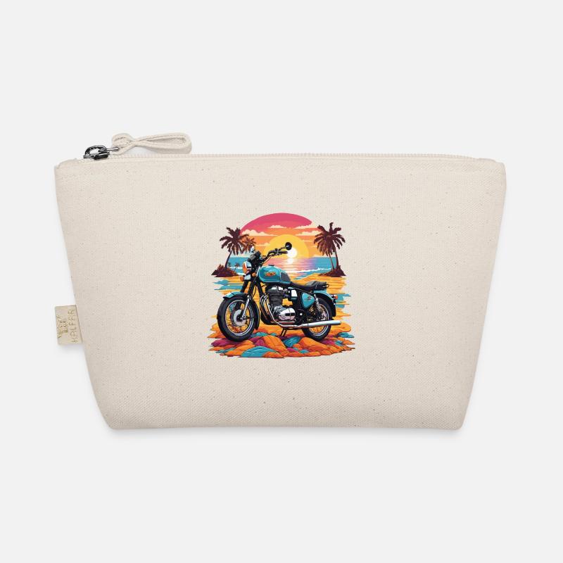 Motorcycle Vintage Biker on the Beach Retro Design Organic Pouch