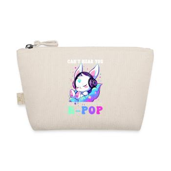 Bunny With Headphones Chibi Kawaii K-Pop Rabbit - Organic Pouch - nature - Front