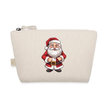 Putziger Weihnachtsmann mit Bart und Mütze - Bio-Täschchen - Natur - Vorne