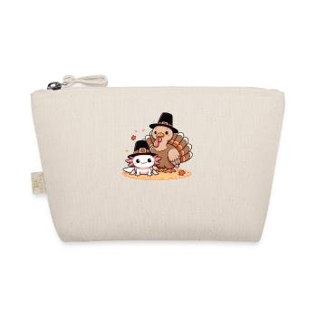thanksgiving day outfit Axolotl Turkey Pilgrim Hat - Organic Pouch - nature - Front