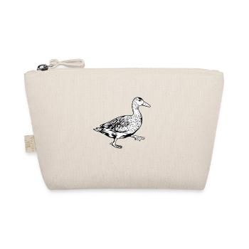 Black and White Drawing - Duck - Organic Pouch - nature - Front
