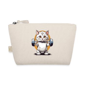 Bodybuilder Cat Barbell Fitness Design - Organic Pouch - nature - Front