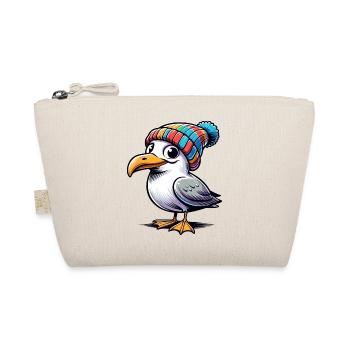 Moin Möwe Beanie Mütze T-Shirt Tasche Brusttasche - Bio-Täschchen - Natur - Vorne