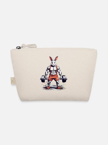 Fitness Hase Bodybuilding Powerlifting Stil - Bio-Täschchen - Natur