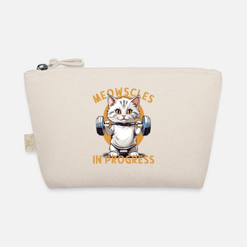 Meowscles in Progress Funny Cat Workout Organic Pouch