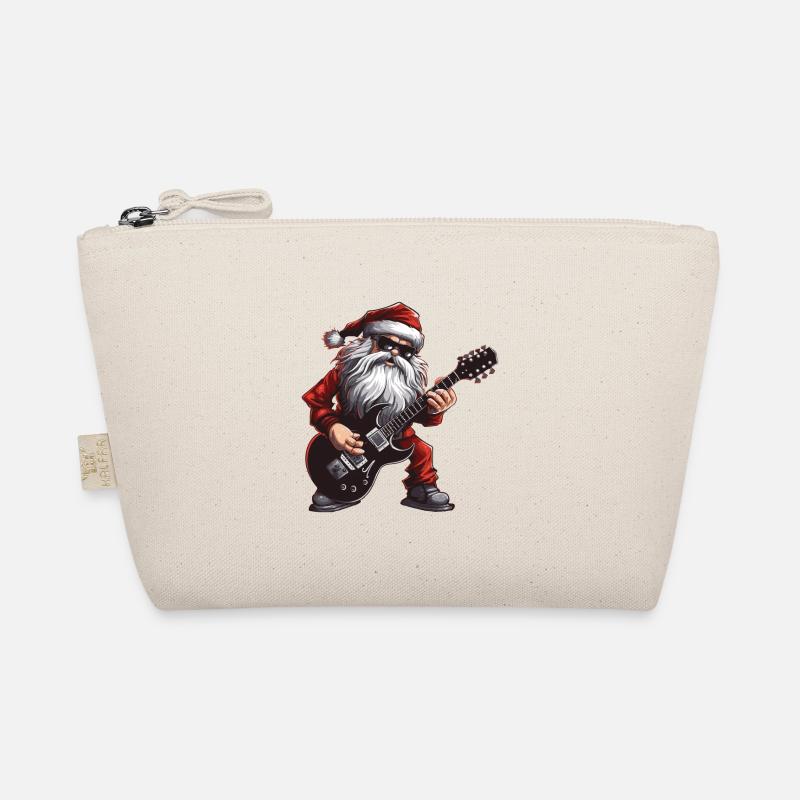 Weihnachtsmann Gitarre Santa - Bio-Täschchen - Natur