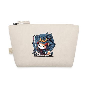 Samurai-Ninja-Katze und Monster dahinter - Bio-Täschchen - Natur - Vorne