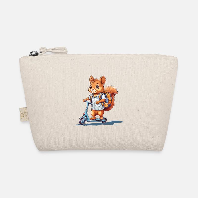 Fröhliches Eichhörnchen Schulstart Roller Design Bio-Täschchen
