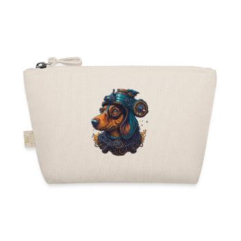 Retro Steampunk Dackel Hunde Kunst Design - Bio-Täschchen - Natur - Vorne