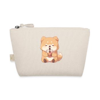 Kawaii Corgi Dog Drinks Boba Bubble Tea Chibi - Organic Pouch - nature - Front